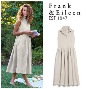 NWOT Frank & Eileen Daphne Popover Sleeveless Shirtdress In Sand Linen (tan)